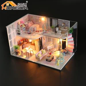 M035 Handgefertigtes Puppenhaus mit Licht