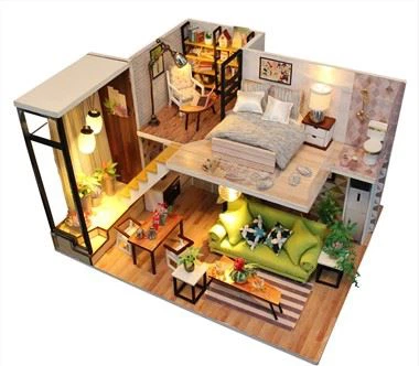 M030 Mittelgroßes Miniatur-Puppenhaus zum Selbermachen