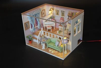 Hongda Holzspielzeug 2023 Diy House Micro Modern Doll House Miniature Build Kitdollhouse Miniatures Furniture